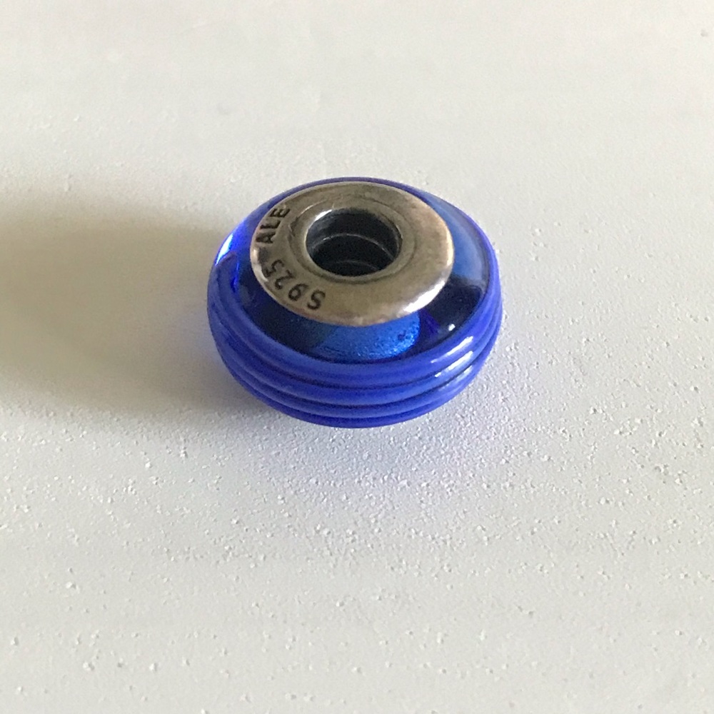 Blue Ribbed Pandora Charm